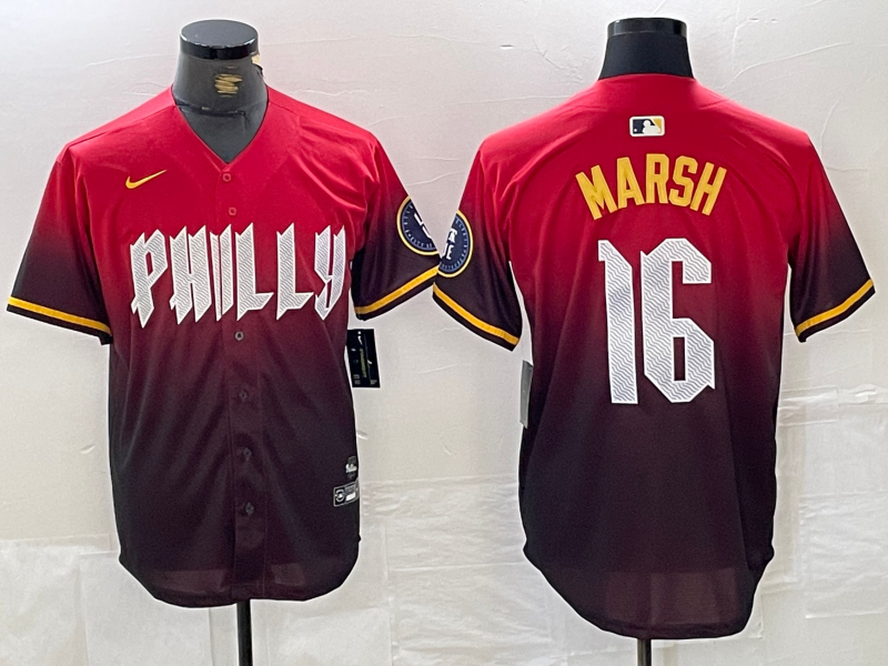 Men's Philadelphia Phillies Brandon Marsh #16 Red 2024 City Connect Limited Jersey